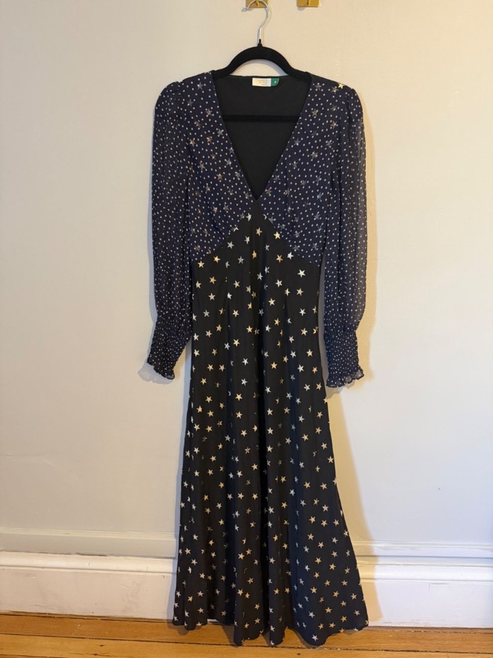 RIXO Erin Star Printed Silk-Chiffon Midi Dress - Picture 2 of 9